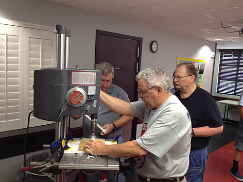 Drilling holes for the beam